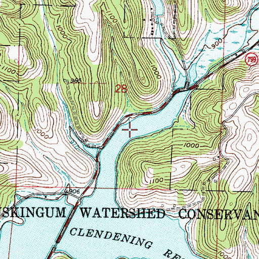 Topographic Map of Deersville Bay, OH