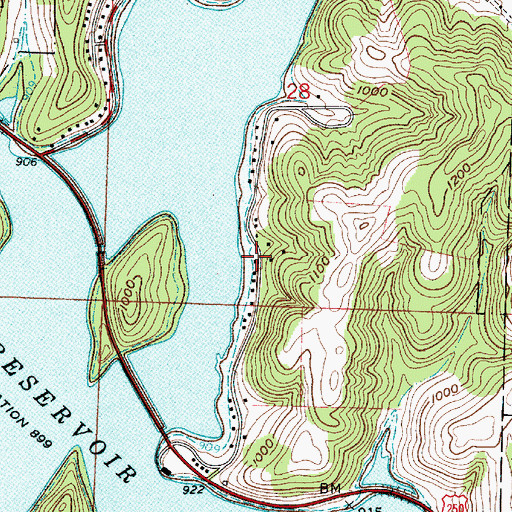 Topographic Map of East Shore Cottage Area, OH