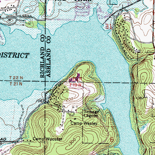 Topographic Map of Mohican State Lodge, OH
