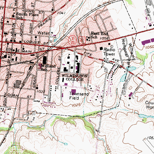 Topographic Map of Austin Hall, OH