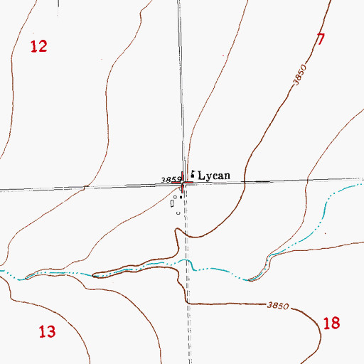 Topographic Map of Lycan, CO