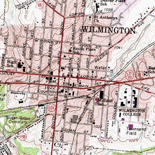 Topographic Map of Clinton County Historical Society Museum, OH