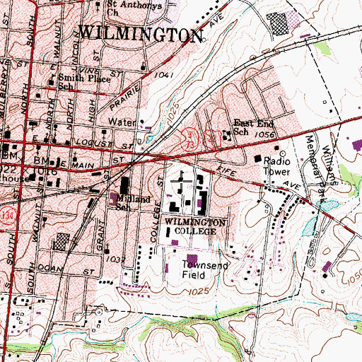 Topographic Map of College Hall, OH