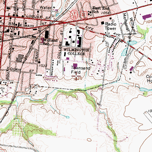 Topographic Map of Delaney-Tewksbury Baseball Diamond, OH