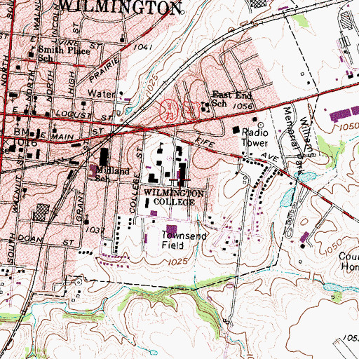 Topographic Map of Marble Hall, OH