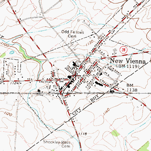 Topographic Map of New Vienna Municipal Building, OH