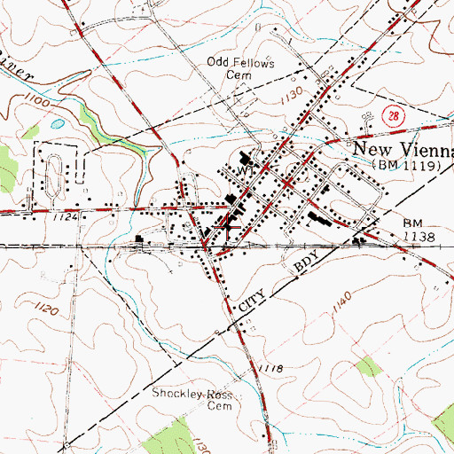 Topographic Map of New Vienna Post Office, OH