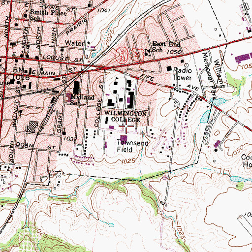 Topographic Map of Pickett Hall, OH