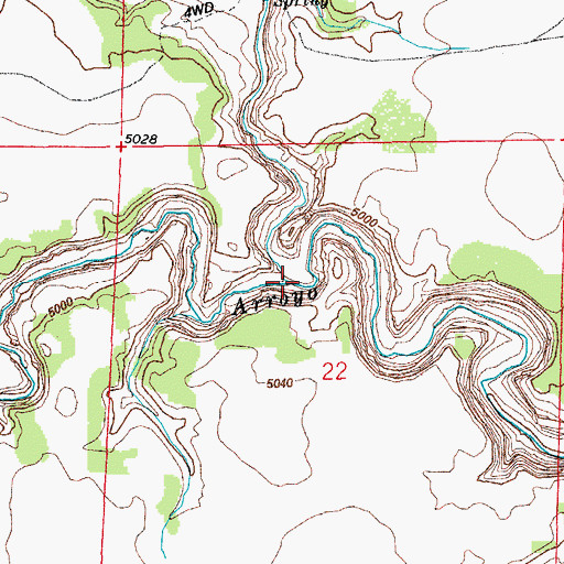 Topographic Map of Big Water Arroyo, CO