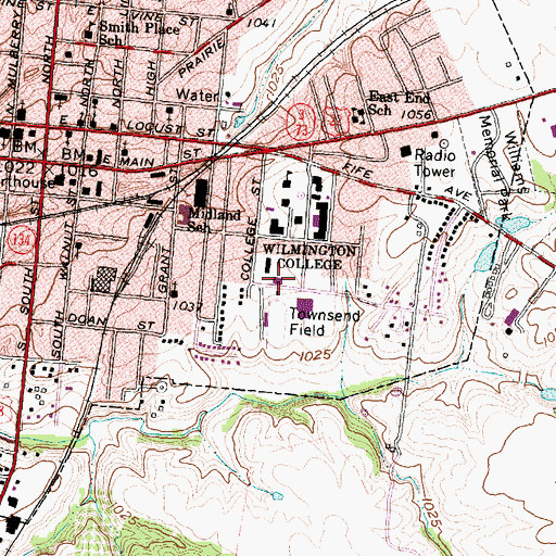 Topographic Map of Robinson Hall, OH