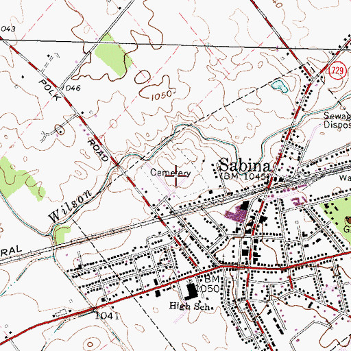 Topographic Map of Sabina Cemetery, OH