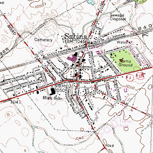 Topographic Map of Sabina Post Office, OH
