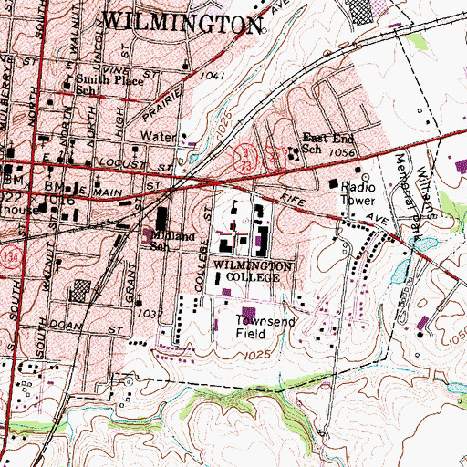 Topographic Map of Sheppard Arthur Watson Library, OH