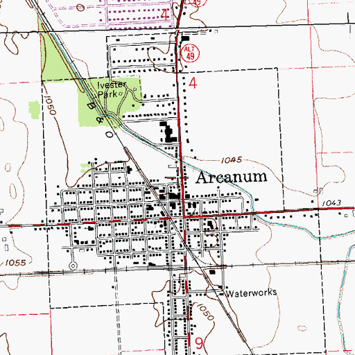 Topographic Map of Arcanum Public Library, OH