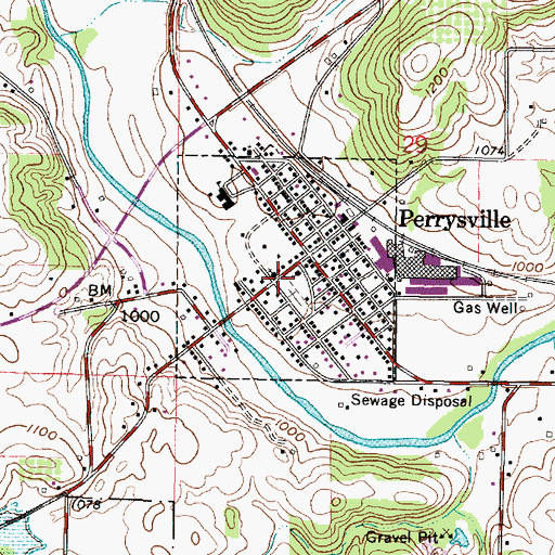 Topographic Map of Perrysville Baptist Church, OH