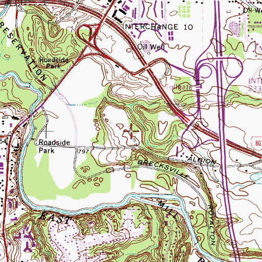 Topographic Map of Albion Woods Reserved Picnic Area, OH