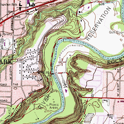 Topographic Map of Mastick Woods Golf Course, OH