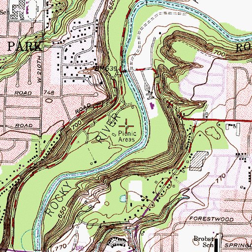 Topographic Map of South Mastick Picnic Area, OH