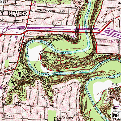 Topographic Map of Stinchcomb-Groth Memorial Scenic Overlook, OH