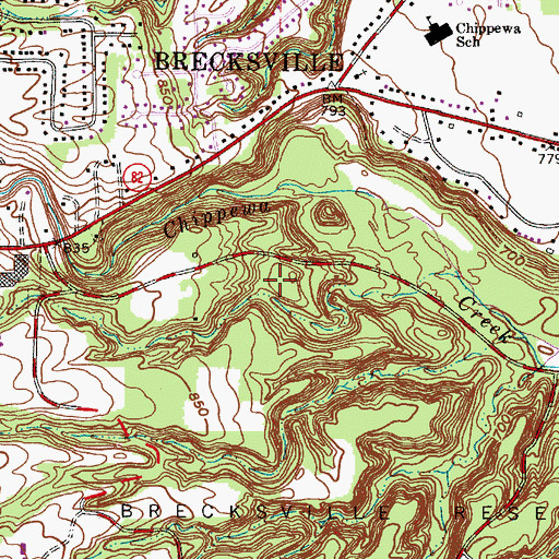 Topographic Map of Brecksville Nature Center, OH