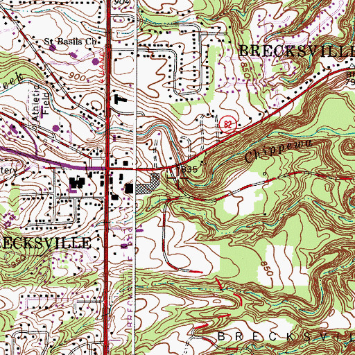 Topographic Map of Chippewa Creek Gorge Scenic Overlook, OH