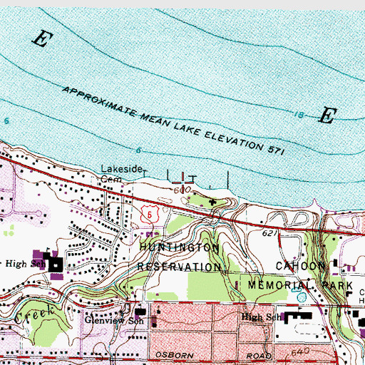 Topographic Map of Huntington Beach, OH