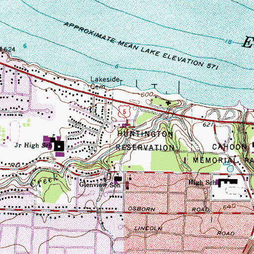Topographic Map of Huntington Playhouse, OH