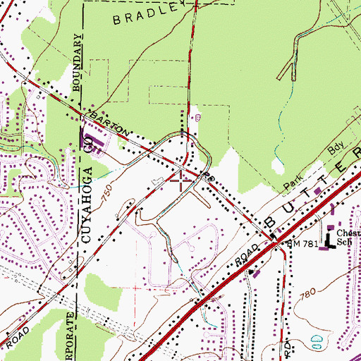 Topographic Map of Barton-Bradley Recreation Field, OH