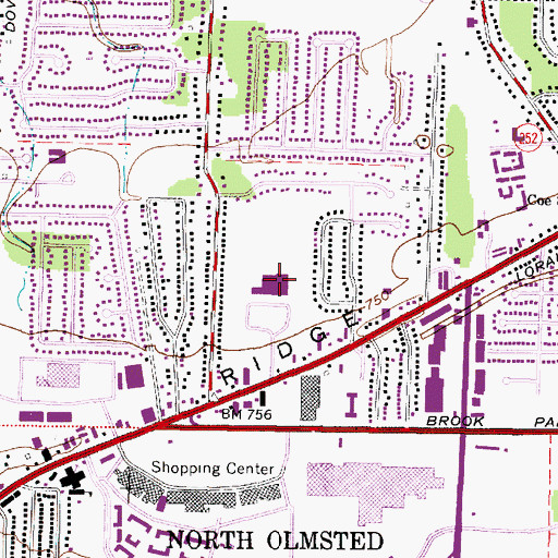 Topographic Map of North Olmsted Recreation Center, OH