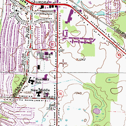 Topographic Map of Solon Community Park, OH