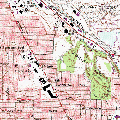 Topographic Map of Trolley Turn Picnic Area, OH