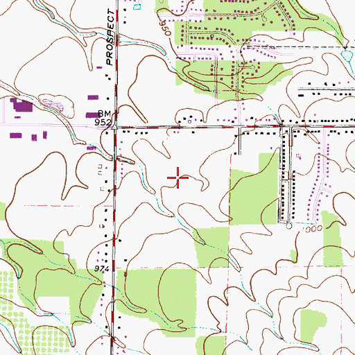 Topographic Map of Waterford Crossing, OH