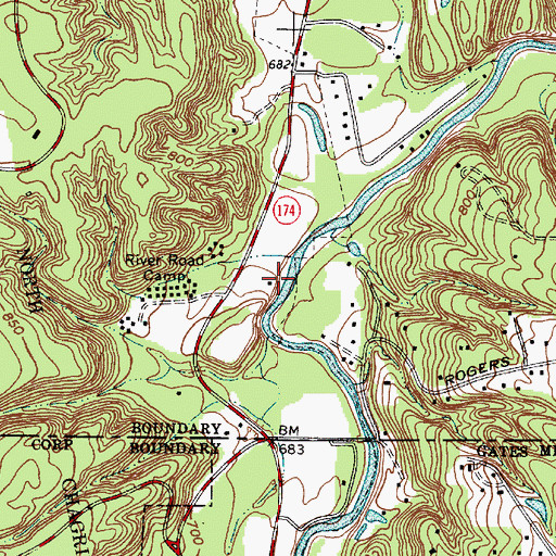 Topographic Map of Old River Farm Reserved Picnic Area, OH