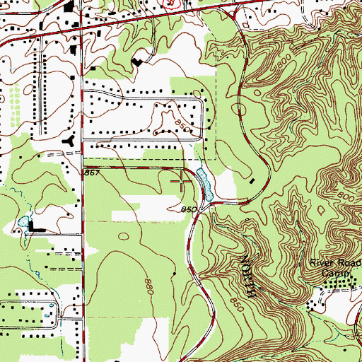 Topographic Map of Squires Castle, OH