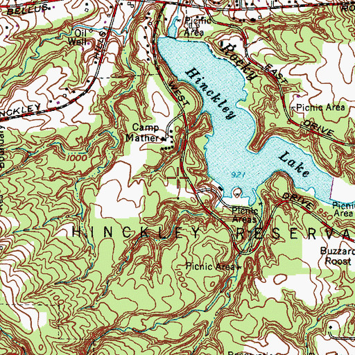Topographic Map of Redwing Reserved Picnic Area, OH