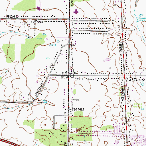 Topographic Map of Albion Plaza Shopping Center, OH