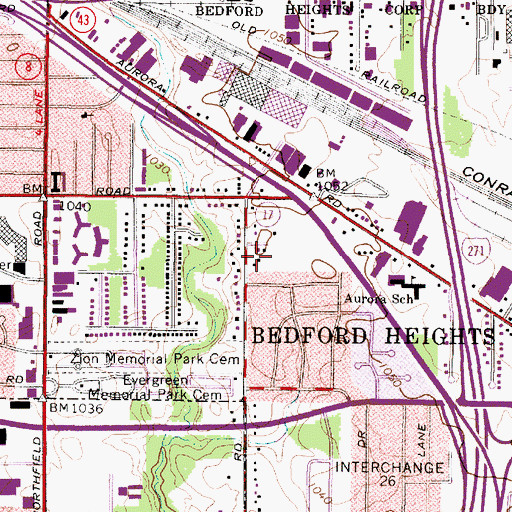 Topographic Map of Bedford Heights Evangelical Church, OH