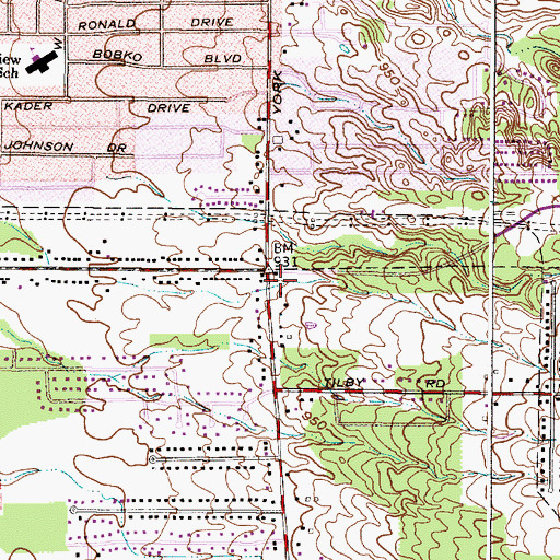 Topographic Map of Timber Ridge Plaza Shopping Center, OH