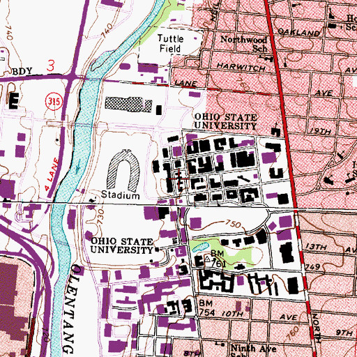Topographic Map of Baker Systems Engineering Building, OH