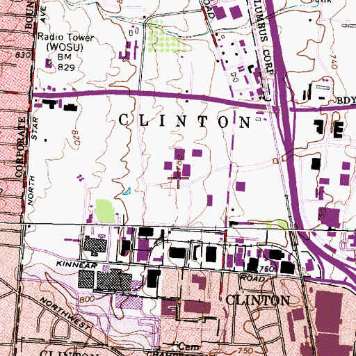 Topographic Map of Bevis Hall, OH