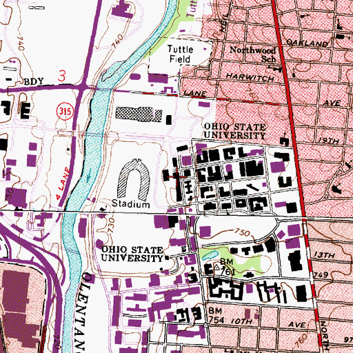 Topographic Map of Central Classroom Building, OH