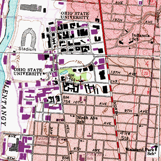 Topographic Map of Enarson Hall, OH