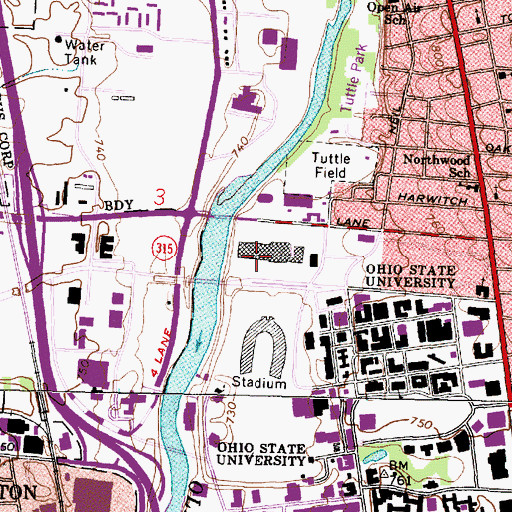 Topographic Map of French Field House, OH