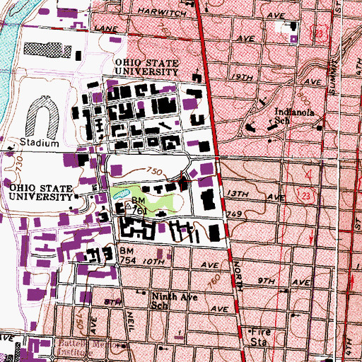 Topographic Map of Hagerty Hall, OH