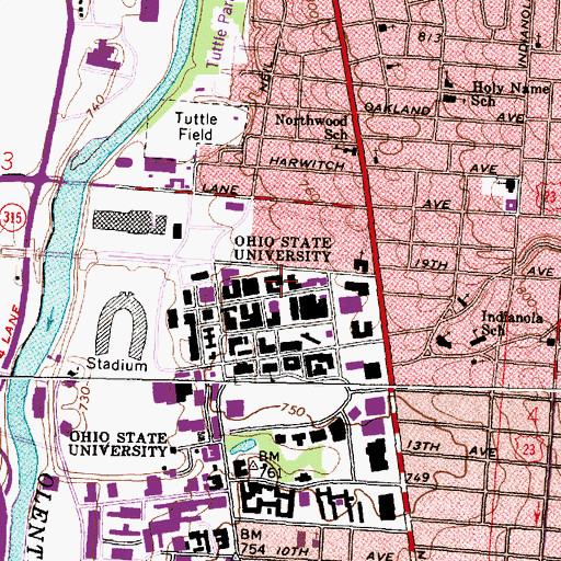 Topographic Map of Haskett Hall, OH