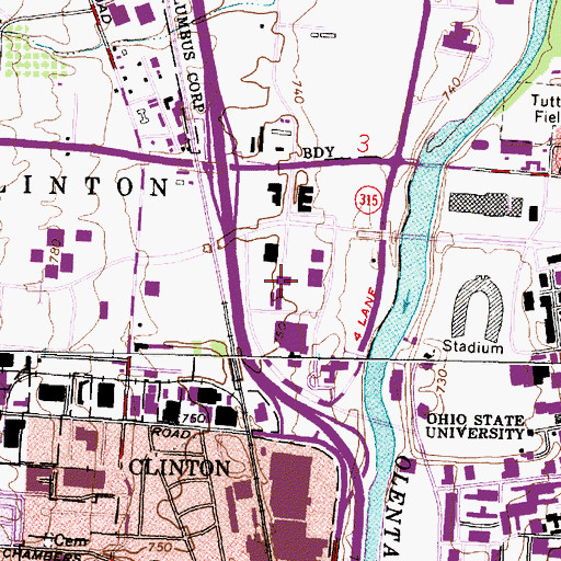 Topographic Map of Howlett Hall, OH