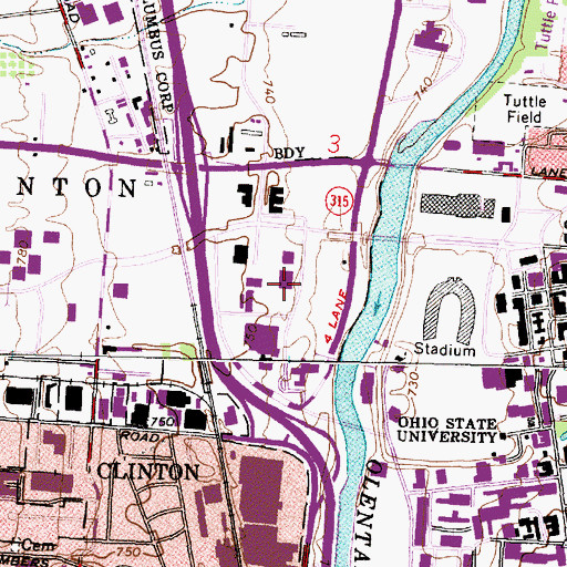Topographic Map of Kottman Hall, OH