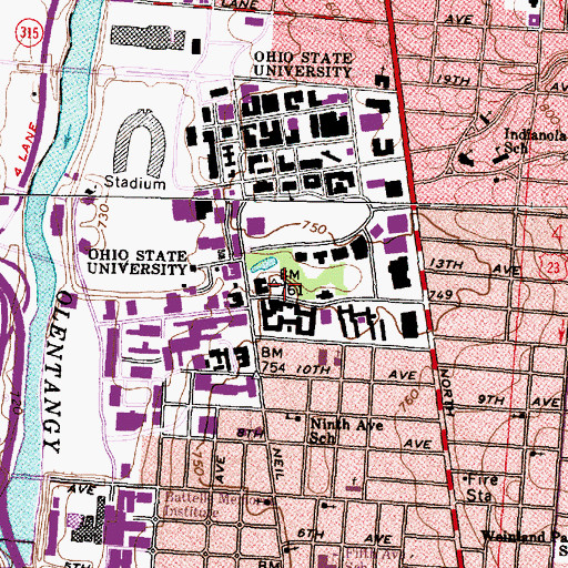 Topographic Map of Kuhn Honors House, OH