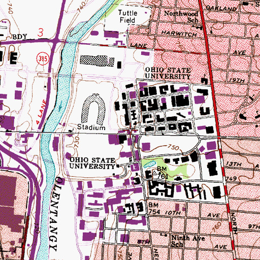 Topographic Map of Larkins Hall, OH