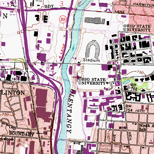 Topographic Map of Lincoln Tower, OH